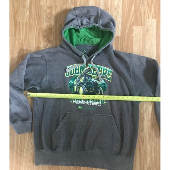 John Deere Sweatshirt Tractor Graphic Hooded Sz Large Time Tested Farmer Approve - Picture 4 of 4